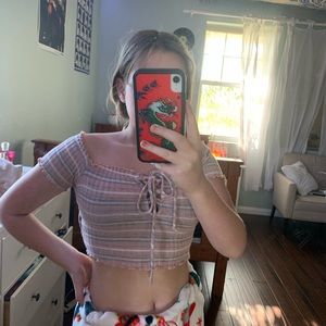 Off the shoulder pink crop top!